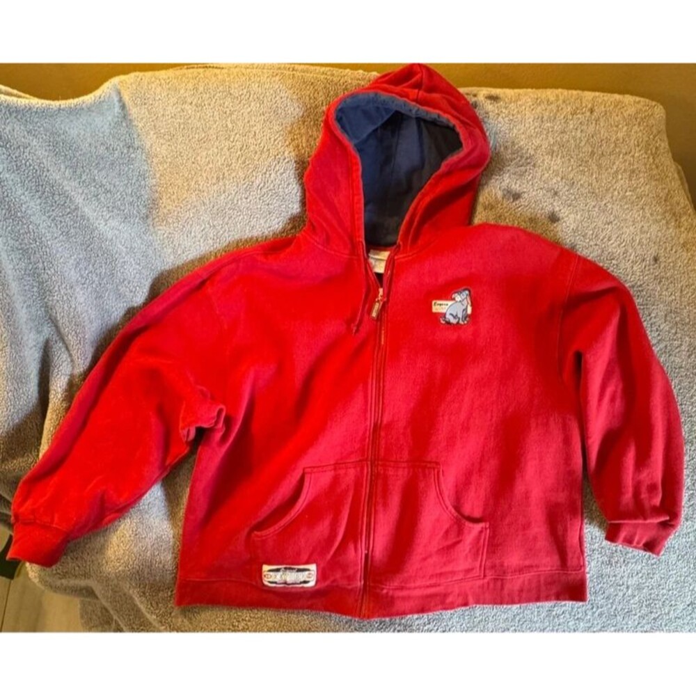 Vintage Disney Store Eeyore 1966 Full Zip Hoodie XXL Red Embroidered Y2K